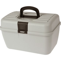 Opbergbox/opbergkoffertje 2-laags grijs - Opbergbox