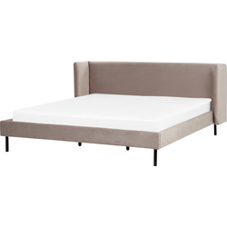 Beliani ARETTE - Tweepersoonsbed-Beige-Fluweel