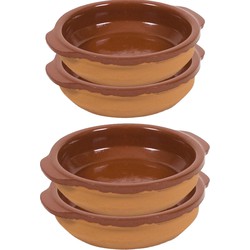 4x Terracotta tapas ovenschaaltjes/serveerschaaltjes 15 en 17 cm - Snack en tapasschalen