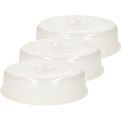 Multipak van 3x stuks magnetrondeksel/afdekschalen voor eten 26 cm transparant - Magnetrondeksel