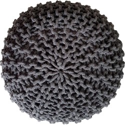 SVJ Poef Rond - 45 x 45 x 30 cm - Katoen - Donkergrijs