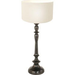 Anne Lighting - tafellamp - Bois - zwart - hout linnen - Ø 30cm - E27 - 3769ZW