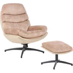 Beliani EIDE - Fauteuil-Beige-Fluweel