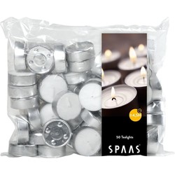 Spaas Theelichtjes/waxinelichtjes - 50x - wit - D3,9 cm - Waxinelichtjes