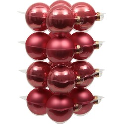 Othmar Decorations Kerstballen - 16x st - bubblegum roze - D8 cm - glas - Kerstbal