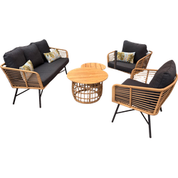 Castro loungeset zwart teak 5-delig