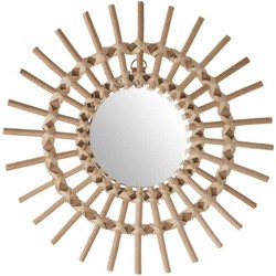 Atmosphera Wandspiegel - rond - rotan - 30 cm - bohemian/boho spiegel - Spiegels