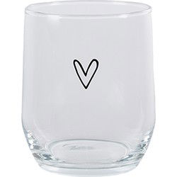 Clayre & Eef Waterglas Hart 300 ml Transparant Glas Drinkbeker