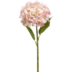 Emerald Kunstbloem hortensia tak - 52 cm - licht roze - Real Touch - hydrangea - kunst zijdebloemen - Kunsttakken