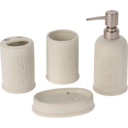 Badkamer/toilet accessoires set polystone 4-delig mat wit - Badkameraccessoireset