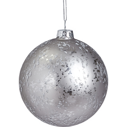 Decoratieve kerstbal van glitter en mat grijs glas D10