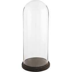 Clayre & Eef Stolp  Ø 26x60 cm Transparant Hout Glas Rond Glazen stolp