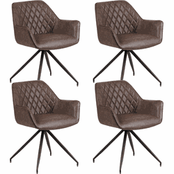 Set van 4 Industriële Eetkamerstoelen Gian Taupe - Met Armleuningen