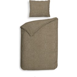 Heckett & Lane Dekbedovertrek Franela Simply Taupe 140 x 200 220 cm + 1 sloop 60 x 70 cm