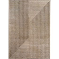 Buitenkleed NOVA  – Indoor & Outdoor Vloerkleed– Japandi & Scandinavisch Design – Effen - 3D-Look - Weerbestendig & UV-proof - Beige- 120x170 CM