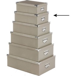 5Five Opbergdoos/box - beige - L32 x B21,5 x H12 cm - Stevig karton - Crocobox - Opbergbox