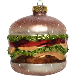 Orn.gls hamburger l9b9h10.30cm mlt