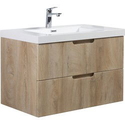 Badplaats Badkamermeubel Set Thermis 80cm - Licht Eiken - Badmeubel met Wastafel
