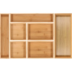 Lade bakjes/organize set - Tidy Smart - 7-delig - bamboe - 40 x 60 cm - opbergsysteem - Bestekbakken
