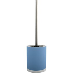 MSV Shine Toilet/wc-borstel houder - keramiek/metaal - pastel blauw - 38 cm - Toiletborstels