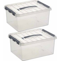 Sunware opbergbox - 2x - transparant - 15L - 40 x 30 x 18 cm - Opbergbox