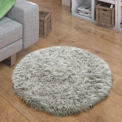 Hoogpolig Vloerkleed Plavera - Effen Uni - Grijs - 30x30 cm