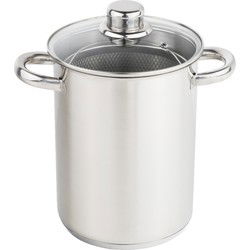 Grote kooppan - glazen deksel - 21 cm - 4 liter - RVS - asperge pan - aspergepannen - Kookpannen