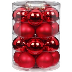 20x stuks glazen kerstballen rood mix 6 cm glans en mat - Kerstbal