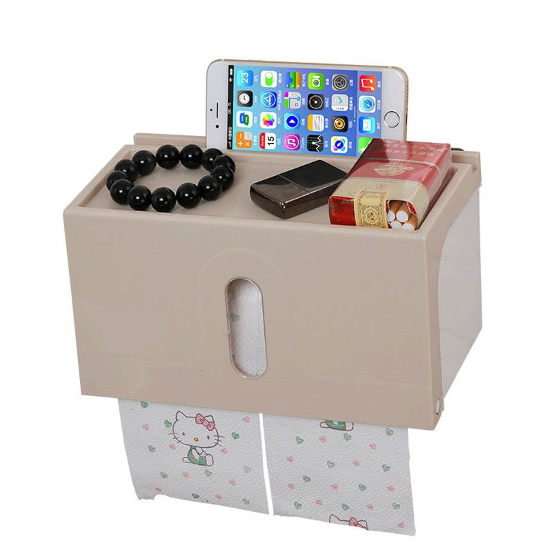 Decopatent® Dubbele Toiletrolhouder - Hangende Wc Rolhouder - 2 Wc Rollen - Wc papier rol - Zonder boren - Met telefoonhouder - 