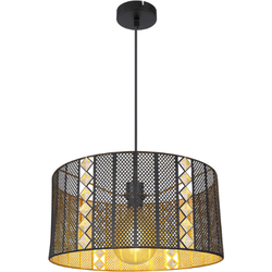 Doorzichtige hanglamp met acryl kristallen | E27 LED | Zwart | Metaal | Hanglampen eetkamer