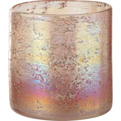 J-line - Windlicht Glas Roze Mix Medium - 15.5x15.5x15cm