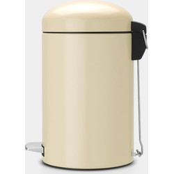 Pedal Bin Retro, 12 litre, Soft Closing, Plastic Inner Bucket - Almond