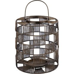 PTMD Stenn Brass Iron Round Wired Lantern Squares L