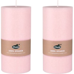 4x stuks pastel roze cilinder kaarsen /stompkaarsen 15 x 7 cm 50 branduren - Stompkaarsen