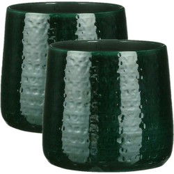 Mica Decorations Plantenpot - 2x - Keramiek - green - 24 x 21 cm - Plantenpotten