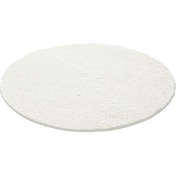 Tapijtenloods Basic Rond Shaggy vloerkleed Creme Hoogpolig- 160 CM ROND