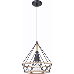 Industriële hanglamp Ulleu - L:38cm - E27 - Metaal - Zwart