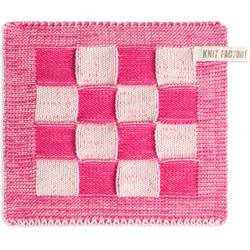 Knit Factory Pannenlap Block - Ecru/Fuchsia - 23x23 cm