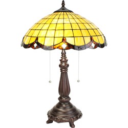 LumiLamp Tiffany Tafellamp  Ø 41x57 cm  Geel Glas Tiffany Bureaulamp