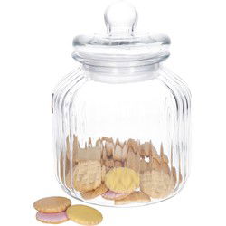 Zeller keuken voorraadpot/snoeppot - bewerkt glas - met deksel - 2800 ml - 17 x 22 cm - Voorraadpot