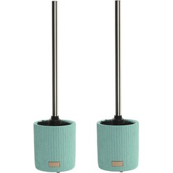 2x stuks WC/Toiletborstel in houder keramiek mintgroen 36 x 10 cm - Toiletborstels