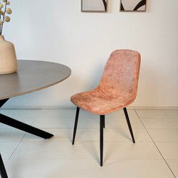 Set van 4 Scandinavische Eetkamerstoelen Oud Roze Chenille Stof Swift - Zonder Armleuningen