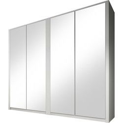 Meubella - Kledingkast Malibu - Wit - 226 cm - Met spiegel