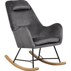 Beliani ARRIE - Schommelfauteuil-Grijs-Fluweel