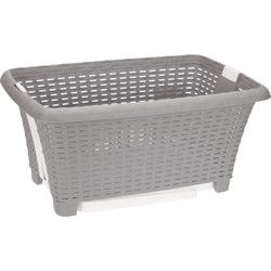 Bathroom solutions wasmand op poten - grijs - 38L - 39x59x29 cm - Wasmanden