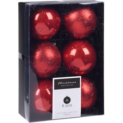 12x Kerstboomversiering luxe kunststof kerstballen rood 8 cm - Kerstbal