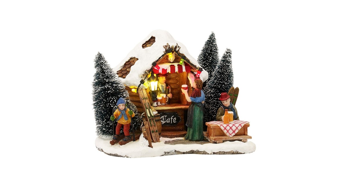 LuVille Kerstdorp Miniatuur Ski Café - L15 x B14 x H11 cm