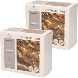2x Clusterverlichting met timer en dimmer 384 leds warm wit 5 m - Kerstverlichting kerstboom