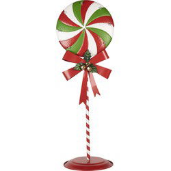 Clayre & Eef Kerstdecoratie met LED-verlichting Lolly 36x29x100 cm Rood Groen Metaal