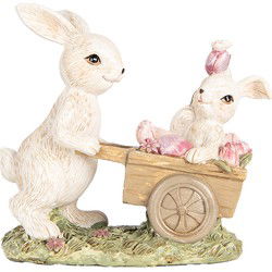 Clayre & Eef Decoratie Beeld Konijnen Beige Kunststof